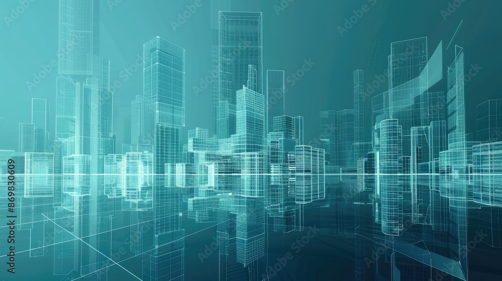 Abstract real estate creation and city development and futuristic effects Abstract real estate creation and city development and futuristic effects
