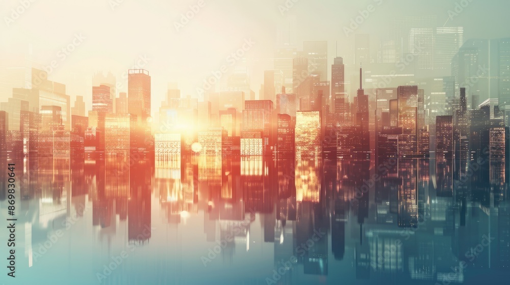 Abstract real estate creation and city development and futuristic effects Abstract real estate creation and city development and futuristic effects