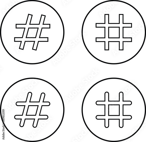 hashtag logo in bubble icons set. concept of communication sign or customer experience. minimal style trendy simple hash tag logotype graphic thin line art design isolated on transparent background.