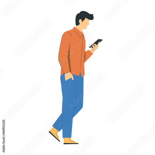 a man standing and using mobile
