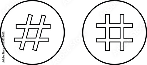 hashtag logo in bubble icons set. concept of communication sign or customer experience. minimal style trendy simple hash tag logotype graphic thin line art design isolated on transparent background.