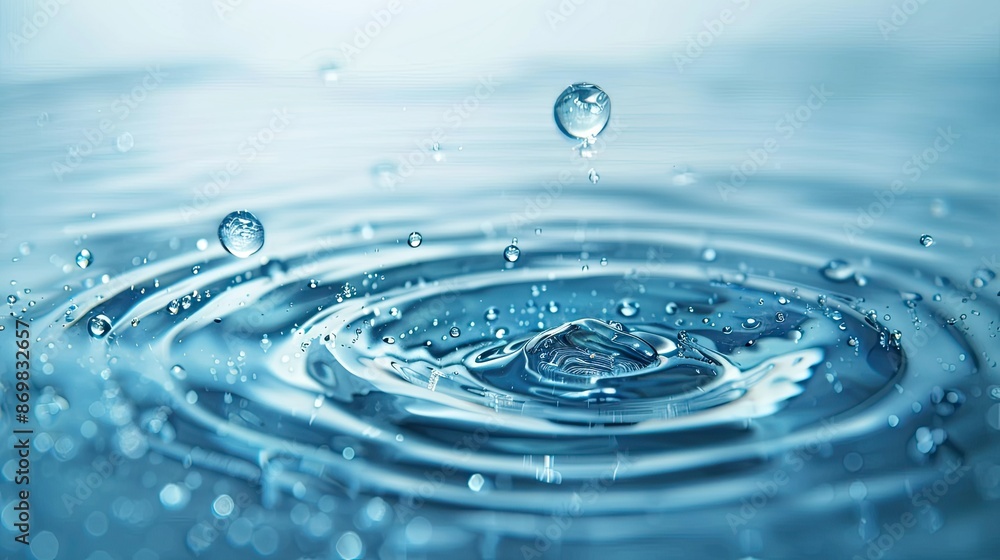 Clear water drops on a blue-white background There are soft waves when exposed to light, giving a refreshing feeling and blurring the softness of the water surface. Clear water drops on a blue-white background There are soft waves when exposed to light, giving a refreshing feeling and blurring the softness of the water surface.