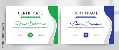 colorful elegant corporate business certificate design template for any type of educational institute