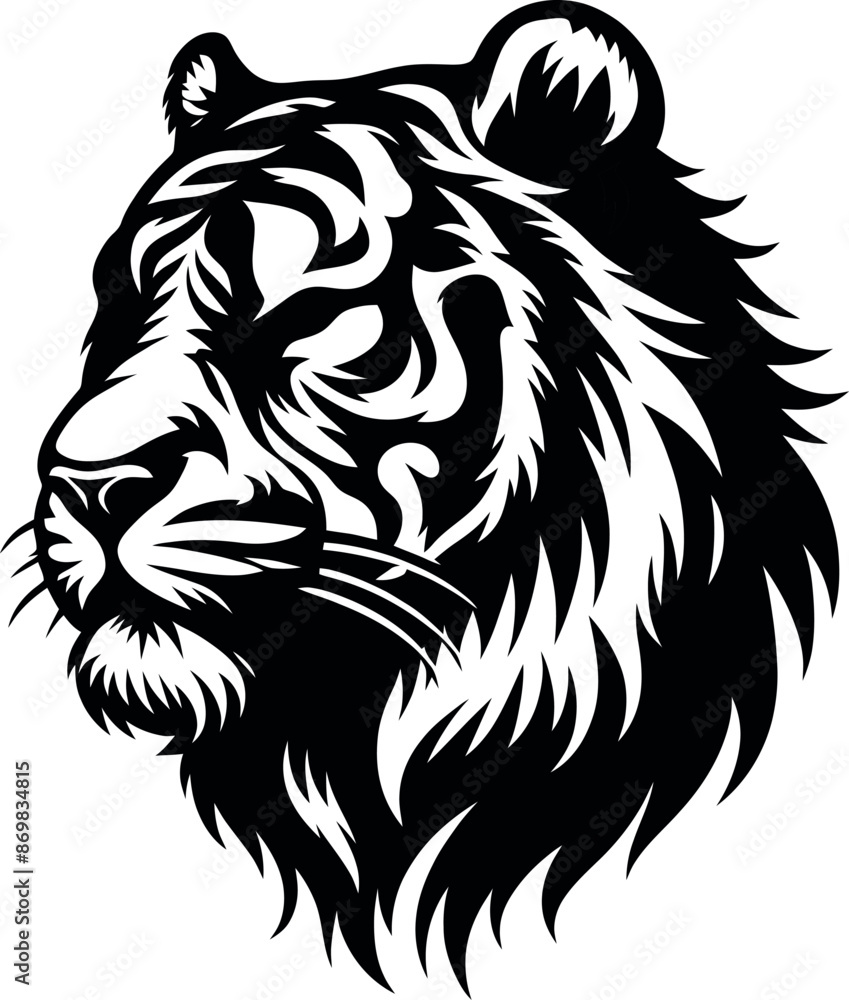 A black drawing of a tiger silhouette vector
A black drawing of a tiger silhouette vector