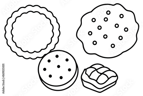 Sugar Cookies Line Art Food Sleek Elegant Illustration Collection