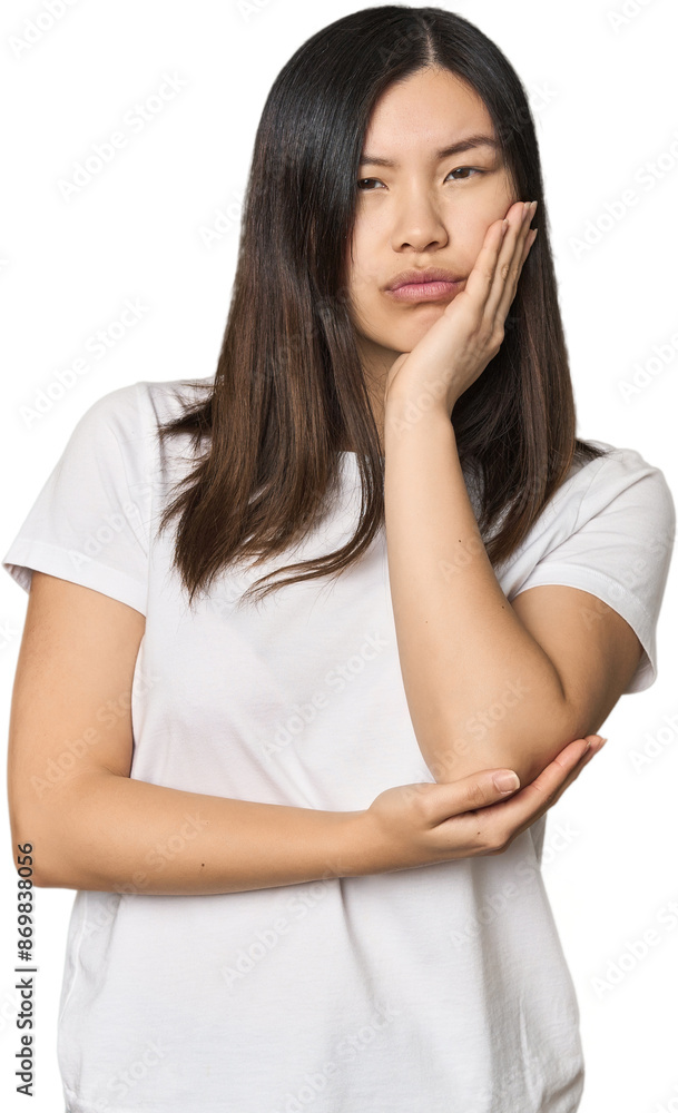 Young Chinese woman who is bored, fatigued and need a relax day. Young Chinese woman who is bored, fatigued and need a relax day.