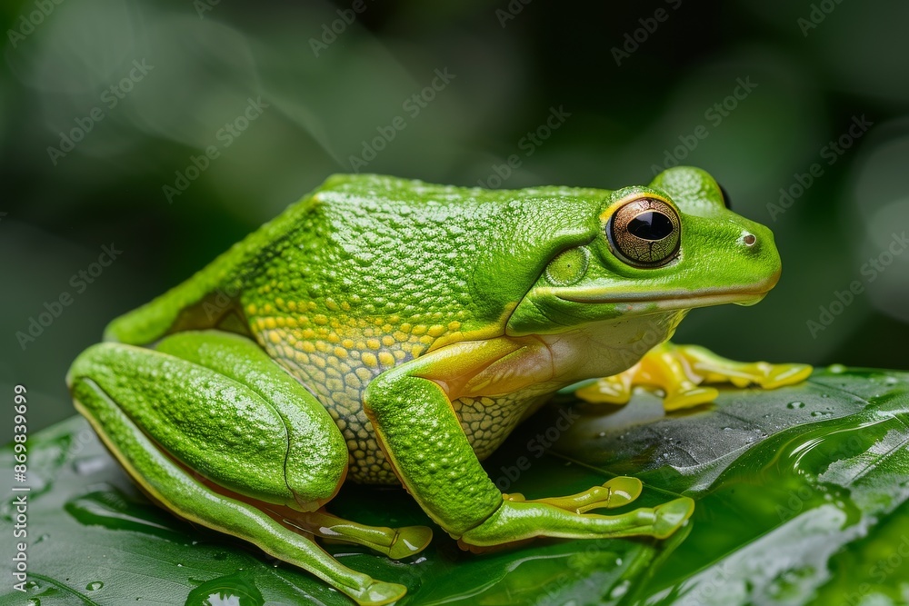 American Green Tree Frog, Macro,Left side view American Green Tree Frog, Macro,Left side view