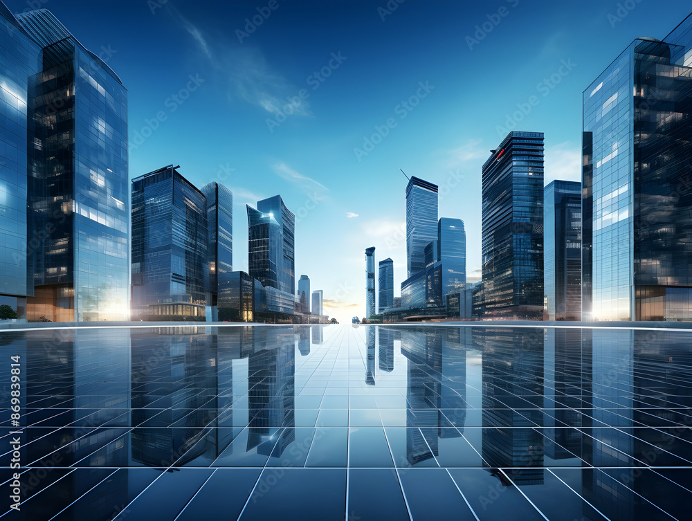 Obraz premium City square and skyline with modern buildings scenery, Aerial view of a business city and commercial area building, high rise building for business environment