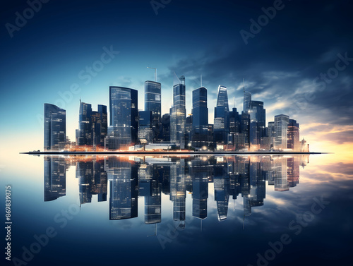 City square and skyline with modern buildings scenery, Aerial view of a business city and commercial area building, high rise building for business environment