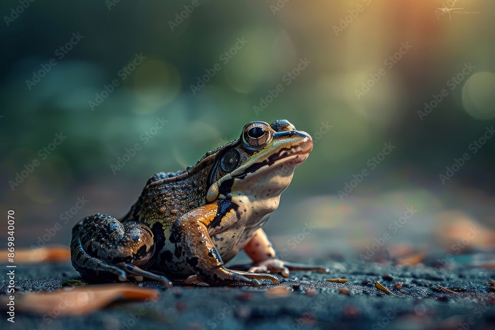 Obraz premium Common Frog, Macro,Left side view