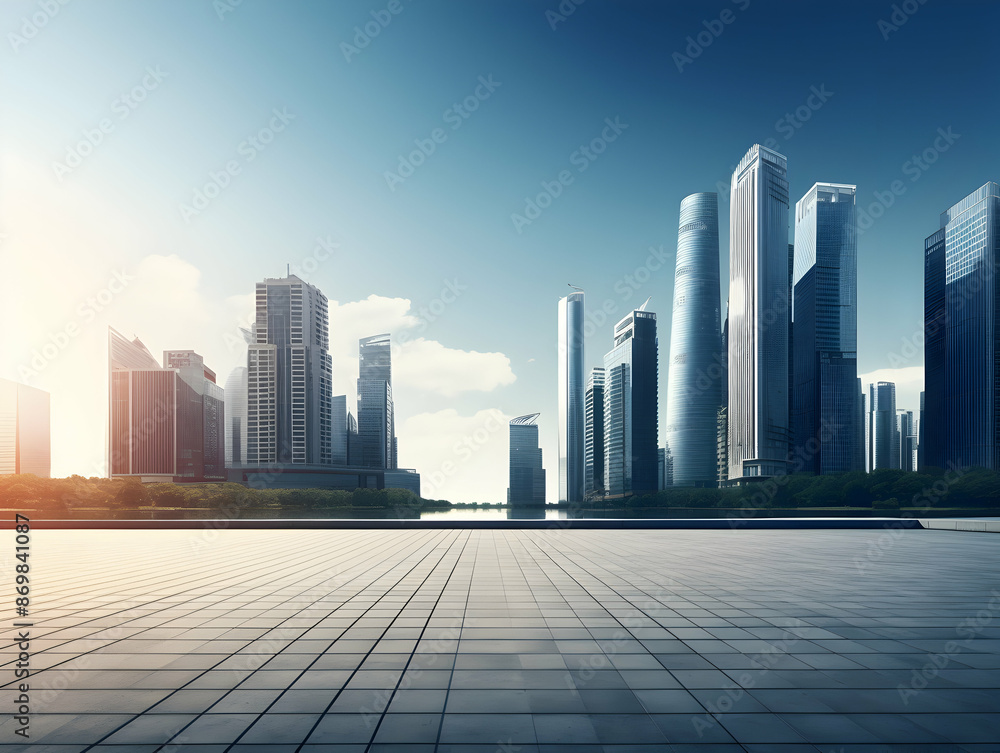 City square and skyline with modern buildings scenery, Aerial view of a business city and commercial area building, high rise building for business environment City square and skyline with modern buildings scenery, Aerial view of a business city and commercial area building, high rise building for business environment