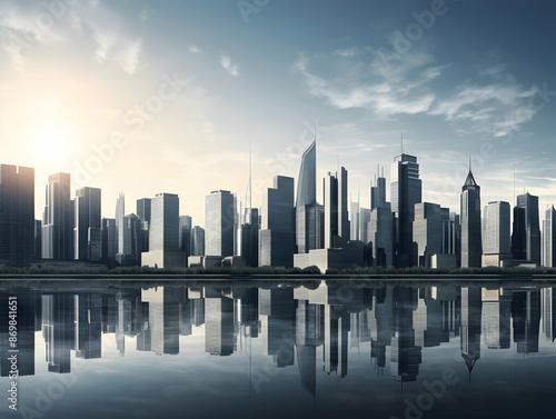 City square and skyline with modern buildings scenery, Aerial view of a business city and commercial area building, high rise building for business environment © Akilmazumder