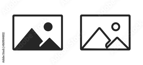 Flat picture placeholder symbol for the app, website, or user interface design. No photo thumbnail graphic element. No found or available image in the gallery or album. Vector illustration