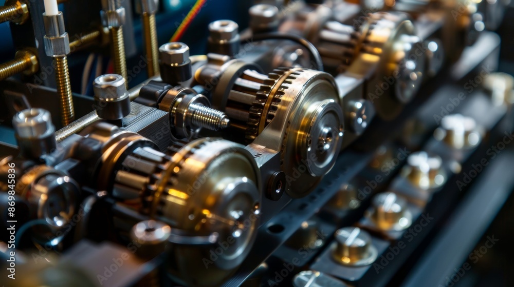 Detailed view of the dispensers internal mechanism with gears and wires visible working to accurately dispense the correct pills. Detailed view of the dispensers internal mechanism with gears and wires visible working to accurately dispense the correct pills.