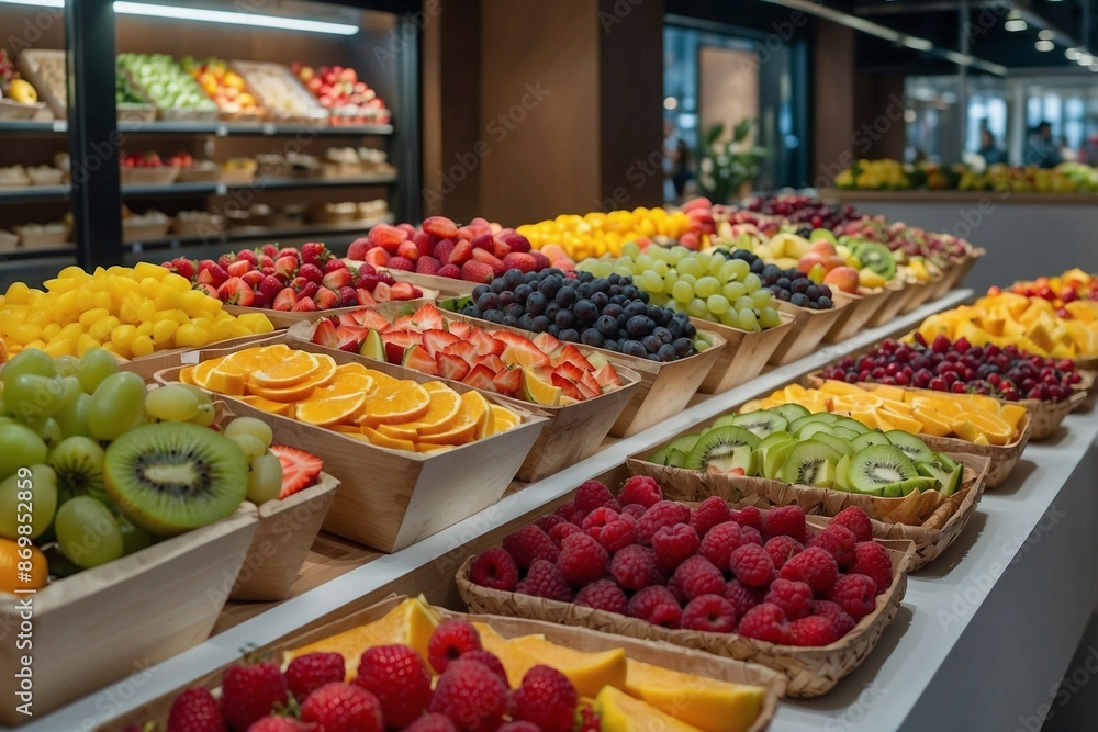 Fruit Display with Salads and Fruits Fruit Display with Salads and Fruits