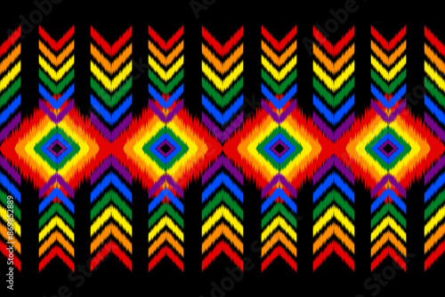 Geometric, seamless, traditional ethnic, ikat pattern, fabric pattern for textiles, rugs, wallpaper, clothing, sarong, batik, wrapping, embroidery, print, background, cover, illustration, vector,lgbtq