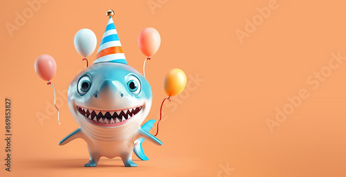 Cute Cartoon Birthday Shark...