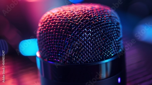 A detailed shot of the virtual assistant devices microphone highlighting its sensitivity and advanced noisecancellation technology for accurate voice recognition. photo