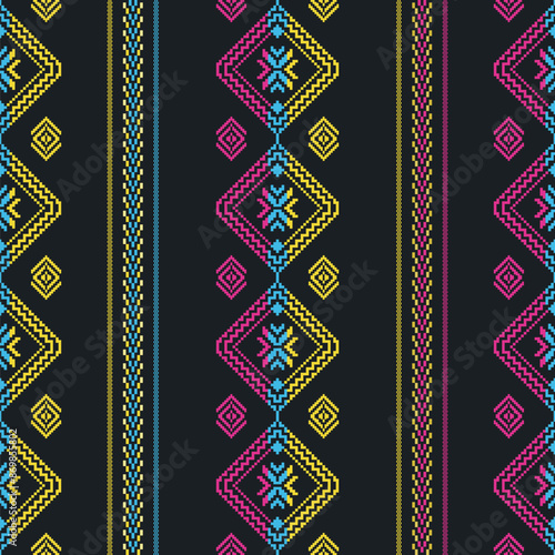 Mexican seamless pattern. Cambaya fabric. Latin American colorful textiles. 
