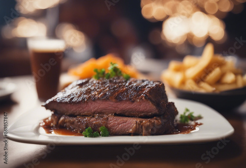 delicious brisket at restaurant, Texas style 