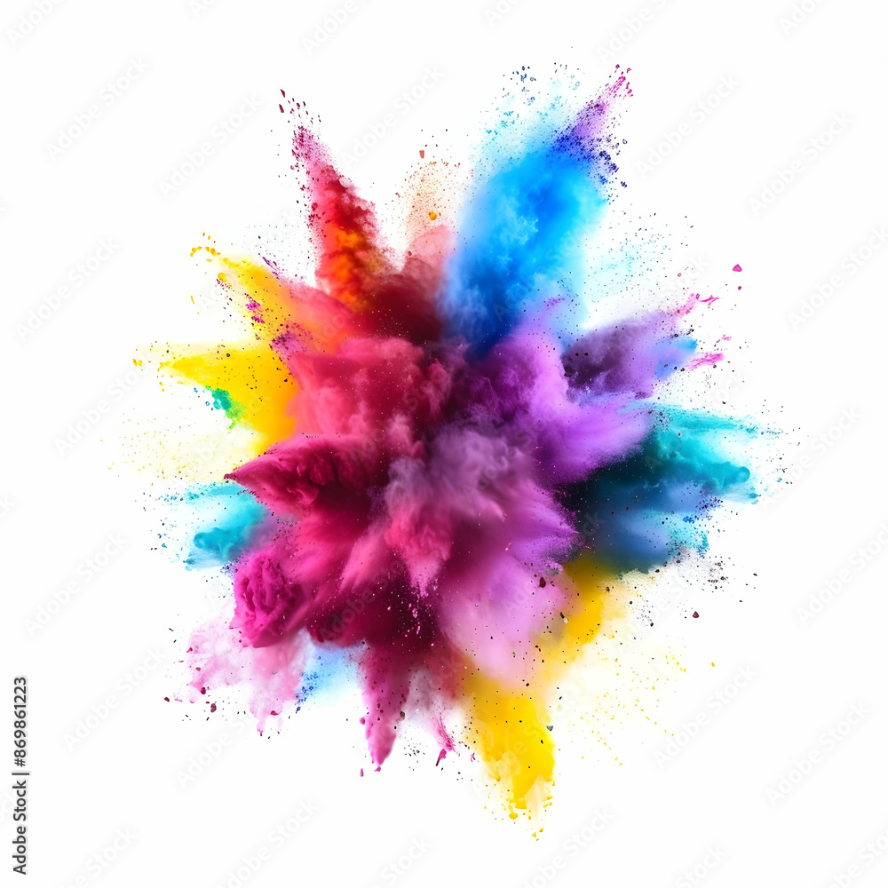 Colored powder explosion. Abstract closeup dust on backdrop. Colorful explode. Paint holi, Freeze motion of color powder exploding on white background. Colored powder explosion. Abstract closeup dust on backdrop. Colorful explode. Paint holi, Freeze motion of color powder exploding on white background.
