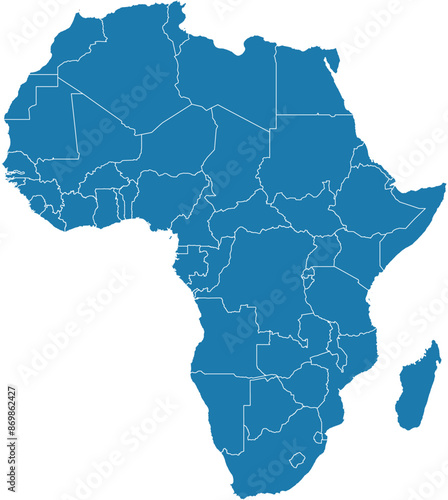 Editable vector file of the countries forming the continent of Africa.