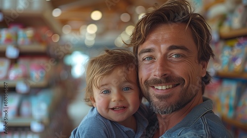 Happy father and son