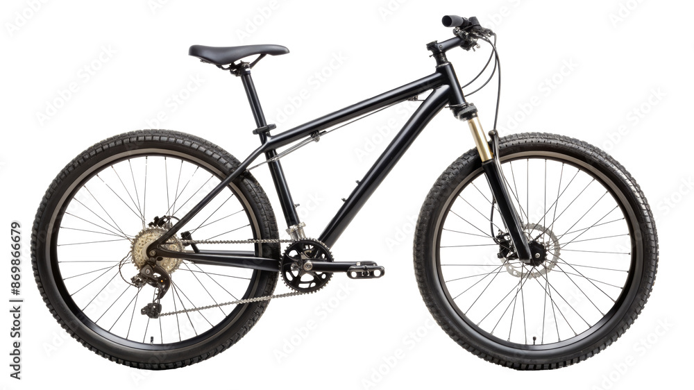Obraz premium Black mountain bike for off-road cycling isolated on transparent background