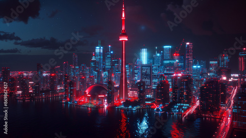 Wallpaper Mural Toronto Skyline Illuminated at Night Torontodigital.ca