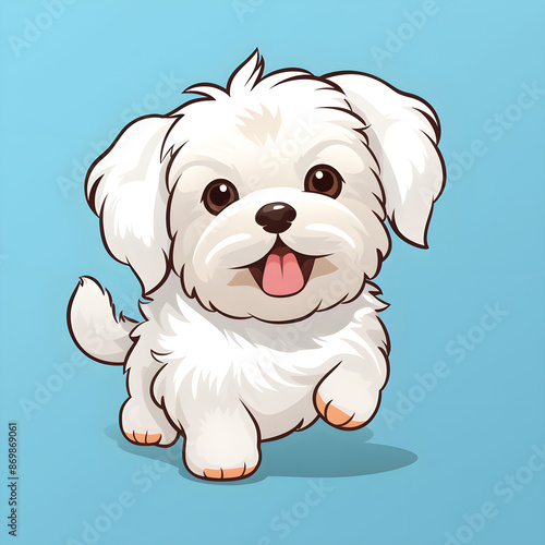 Super cute Coton De Tulear illustration