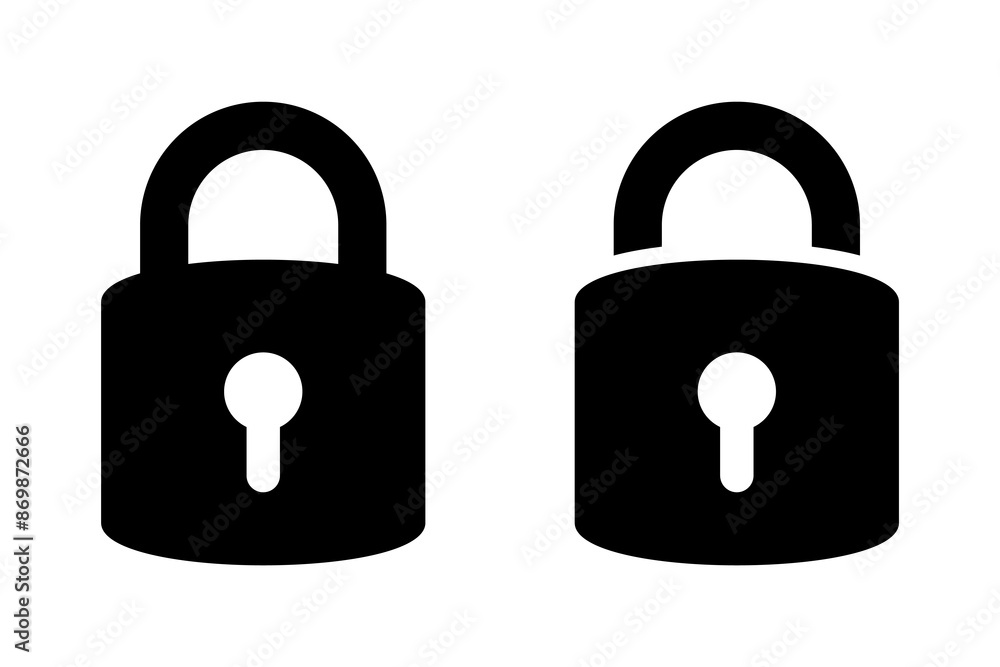 Padlock icon, security icon. Padlock with keyhole icon. Padlock icon, security icon. Padlock with keyhole icon.