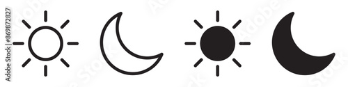 Sun moon icon illustration isolated vector sign symbol.