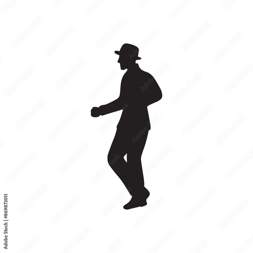 Single man dancer dancing on the floor and learning ballroom latin dances - salsa, rumba, samba in black isolated on white background. Hand drawn vector silhouette illustration. Male in suit and hat Single man dancer dancing on the floor and learning ballroom latin dances - salsa, rumba, samba in black isolated on white background. Hand drawn vector silhouette illustration. Male in suit and hat