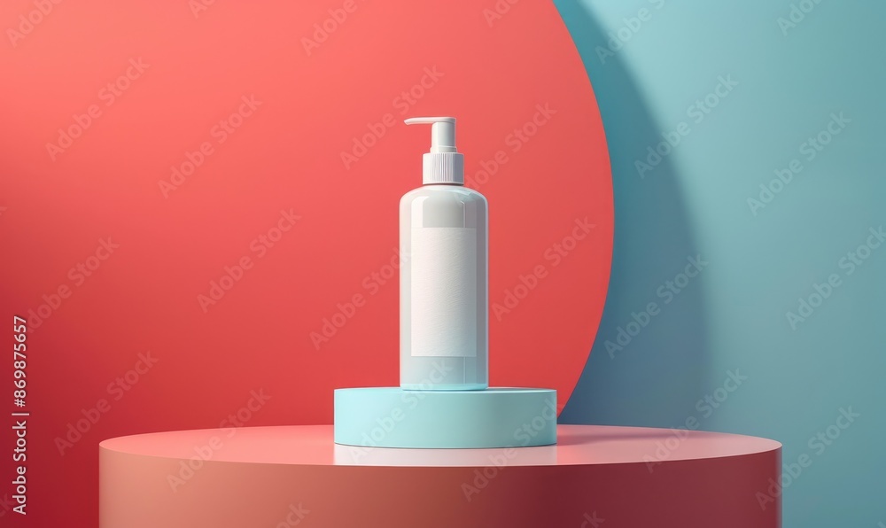 High-End White Skincare Product on Circular Podium with Gradient Background High-End White Skincare Product on Circular Podium with Gradient Background