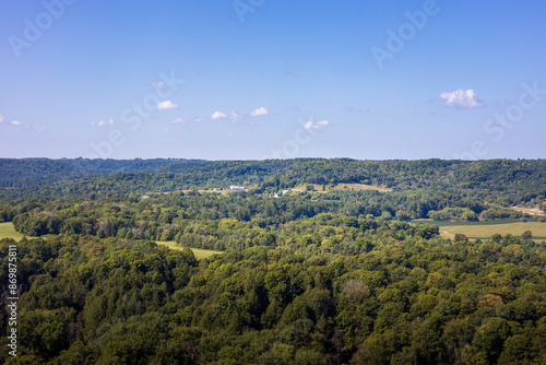 View of Wisconsin Farm Land in the Driftless Region from Wildcat Mountain State Park