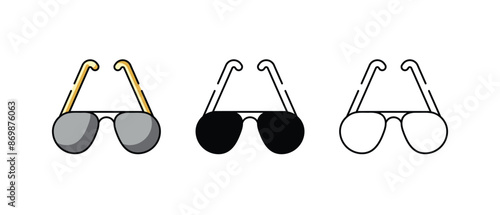 Tennis Sunglasses icons vector set stock illustration