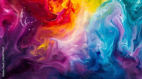 Colors dance and swirl on the canvas, as liquid joy transforms into a kaleidoscope of vibrant hues, sparking the imagination to soar.