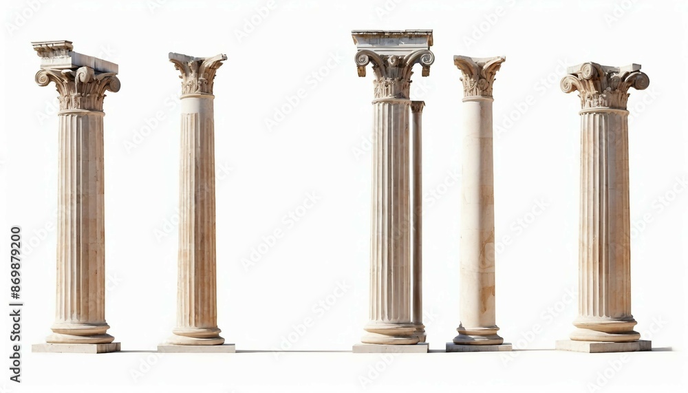 Obraz premium remains of columns from the Roman Empire, isolated white background. 