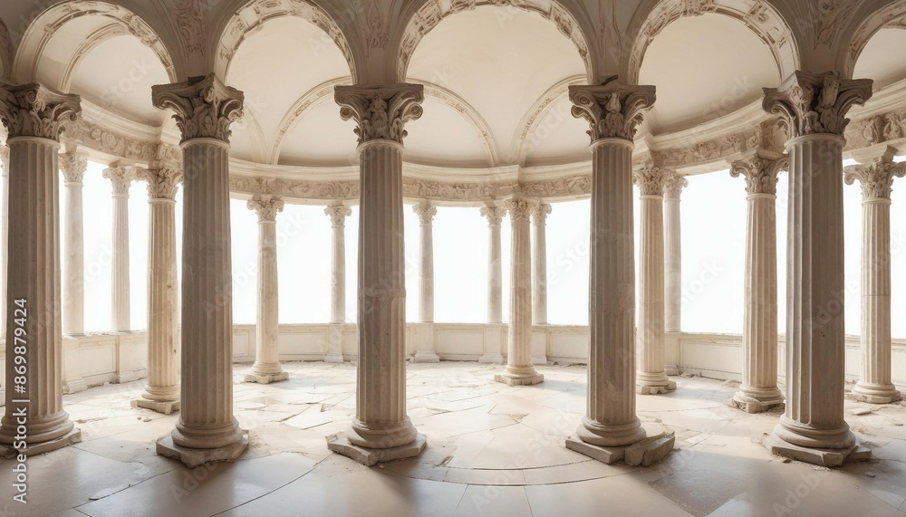 Fototapeta premium remains of columns from the Roman Empire, isolated white background. 
