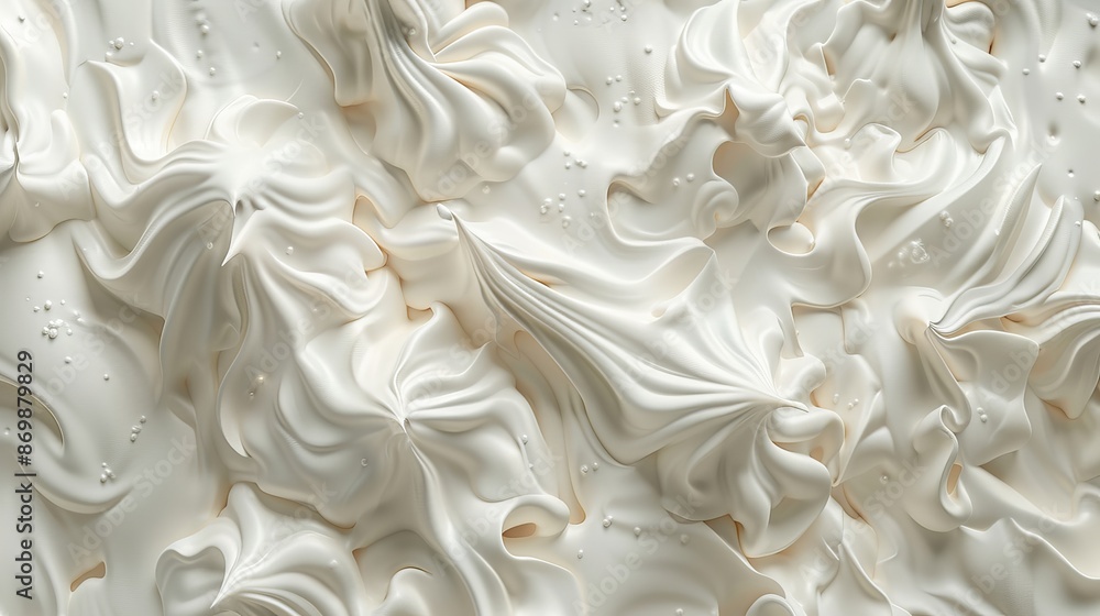 Whipped cream texture background for design, rendered in 3D.