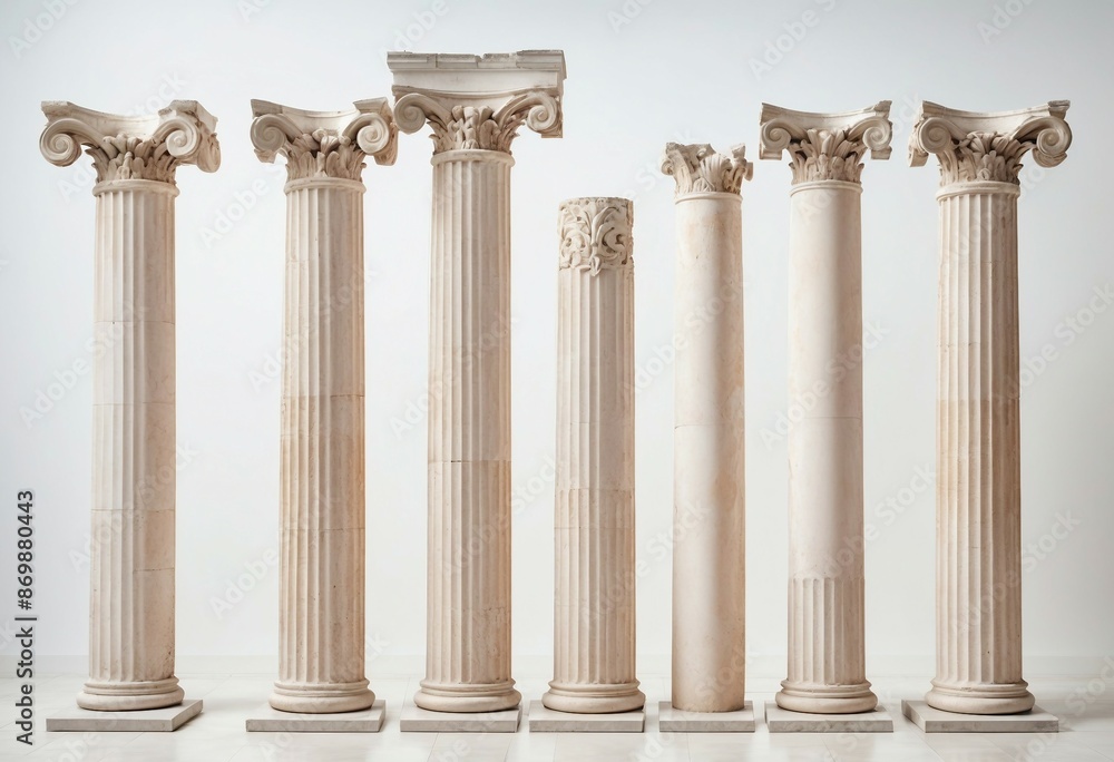 Obraz premium remains of columns from the Roman Empire, isolated white background.