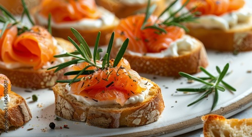 Rosemary and Smoked Salmon Crostini Appetizers