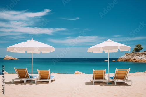 Wallpaper Mural Breathtaking View of Azure Sea Blending Into Clear Blue Sky on A Golden Sandy Beach in Ibiza Torontodigital.ca