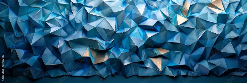 Abstract Blue Faceted Landscape with Reflections. Abstract image featuring a blue faceted landscape with reflections, creating a futuristic and crystalline visual effect. Abstract Blue Faceted Landscape with Reflections. Abstract image featuring a blue faceted landscape with reflections, creating a futuristic and crystalline visual effect.
