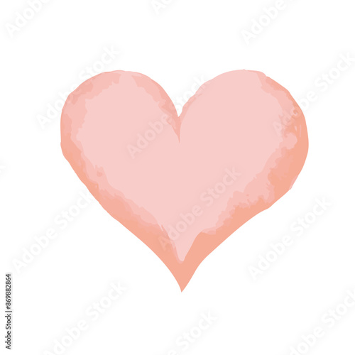 Watercolor heart shape, love symbol simple design