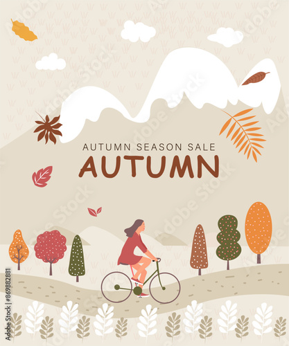 Autumn shopping event illustration. Banner. Vector.
