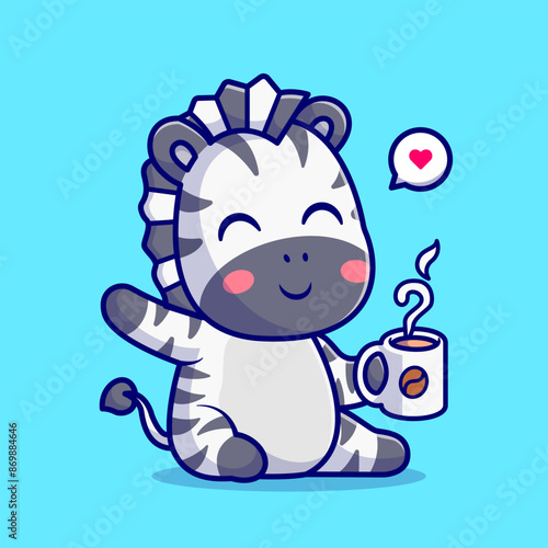 Cute Zebra Drink Coffee Cartoon Vector Icon Illustration.
Animal Drink Icon Concept Isolated Premium Vector. Flat
Cartoon Style