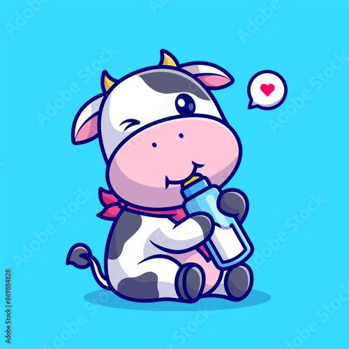 Cute Cow Drink Milk Cartoon Vector Icon Illustration. Animal
Drink Icon Concept Isolated Premium Vector. Flat Cartoon
Style