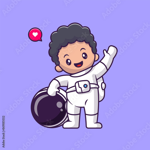 Cute Astronaut Take Off Helmet And Waving Hand Cartoon
Vector Icon Illustration. Science Technology Icon Concept
Isolated Premium Vector. Flat Cartoon Style