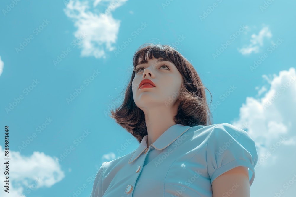 Surreal Portrait of a Young Woman Gazing Upwards Surreal Portrait of a Young Woman Gazing Upwards